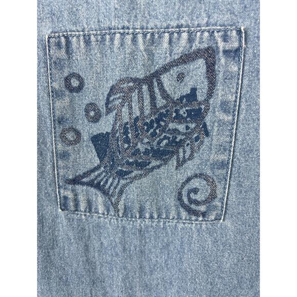 Vintage Excitation Denim Jumper Dress 90s Y2K Cottage Nautical Women’s Large - Picture 3 of 7